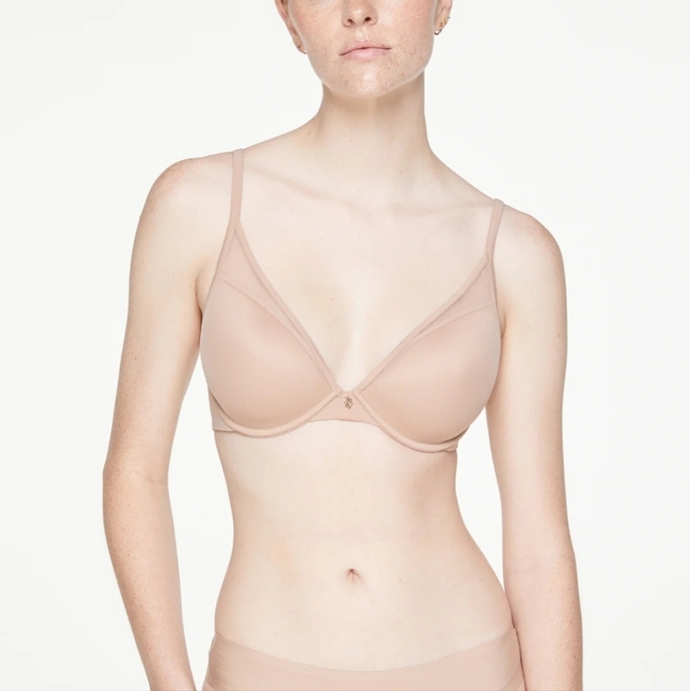 NWT Thirdlove 24/7 Classic Uplift Plunge Bra Mesh Cover Beige Size 36A 1/2